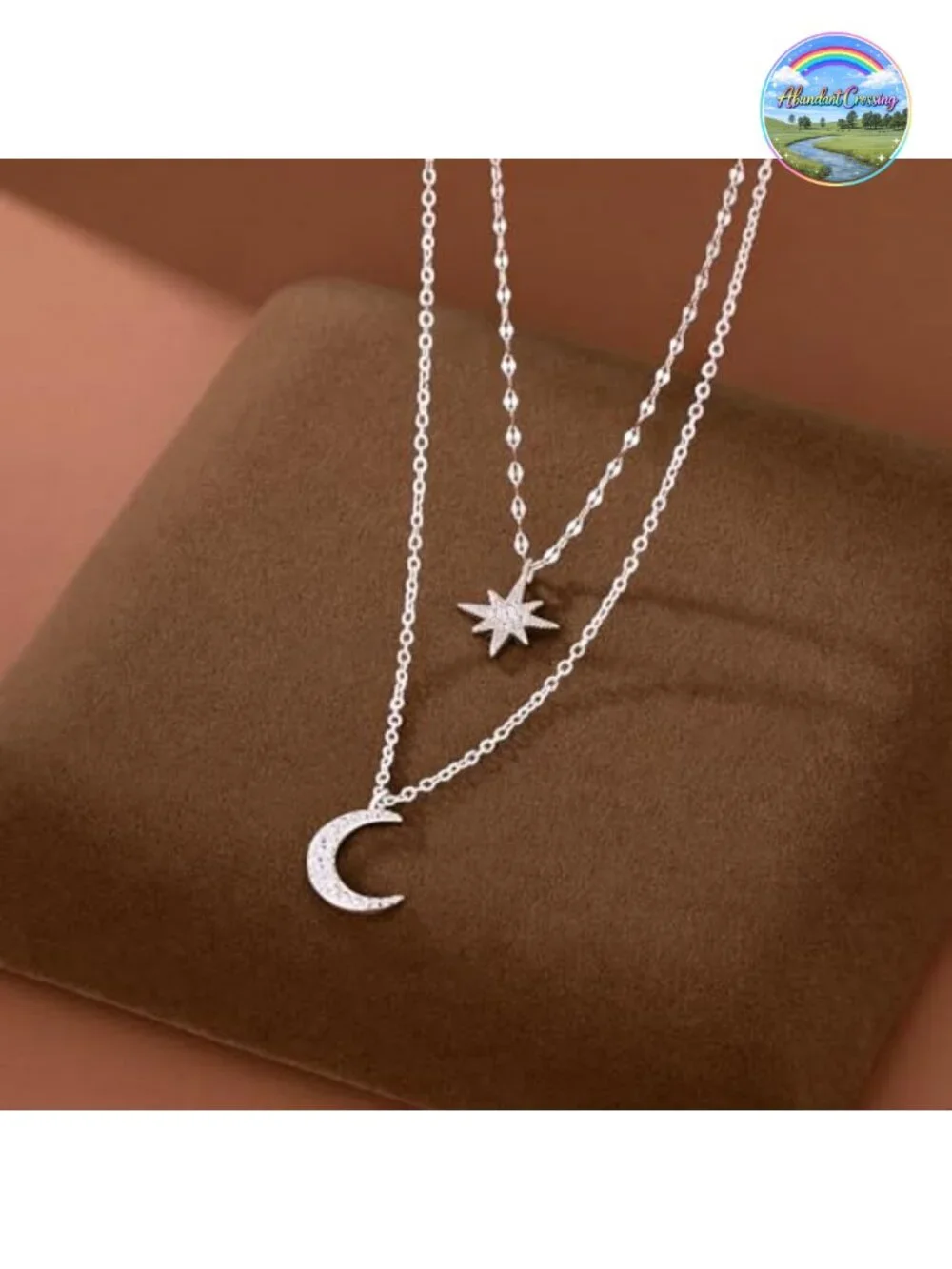 925 Sterling Silver Star Moon Layered Choker Necklace